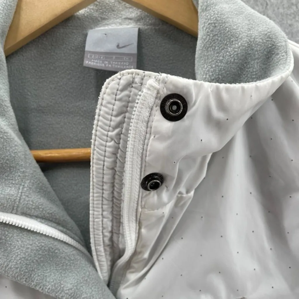 NIKE Running Vest Womens Small White‎ Black Polka Dot Fleece Lined Pockets Cinch - Image 4