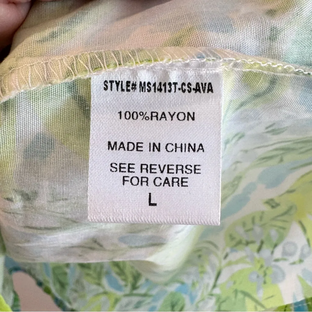 NWT Avara Maddie Ruffled Tie Neck Top Large Green - Image 4