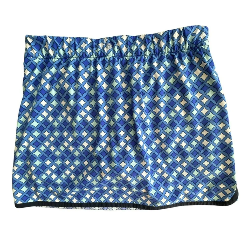 T By Talbots Womens Blue Skort XL Golf Tennis Pickleball Skirt Shorts Geometric - Image 3