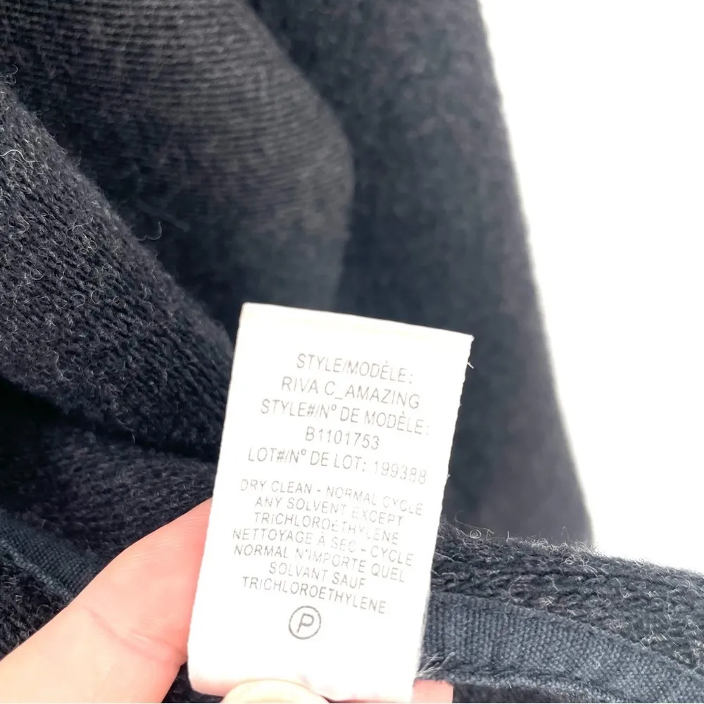 THEORY Riva Classic Cashmere Wool Charcoal Grey Open Cardigan Collared Sweater - Image 6