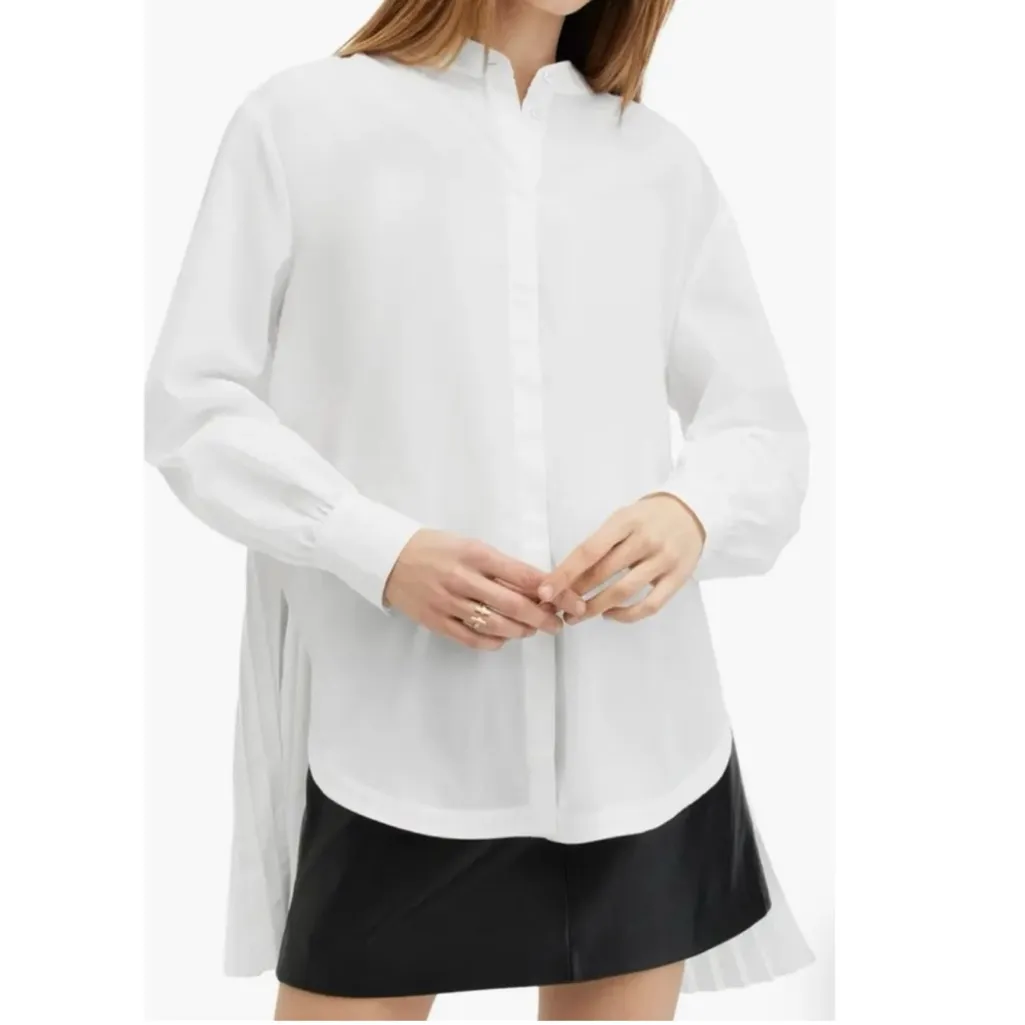 New! All Saints Percy Pleated Relaxed Fit Shirt White‎ 
Sz 2 $229 - Image 2