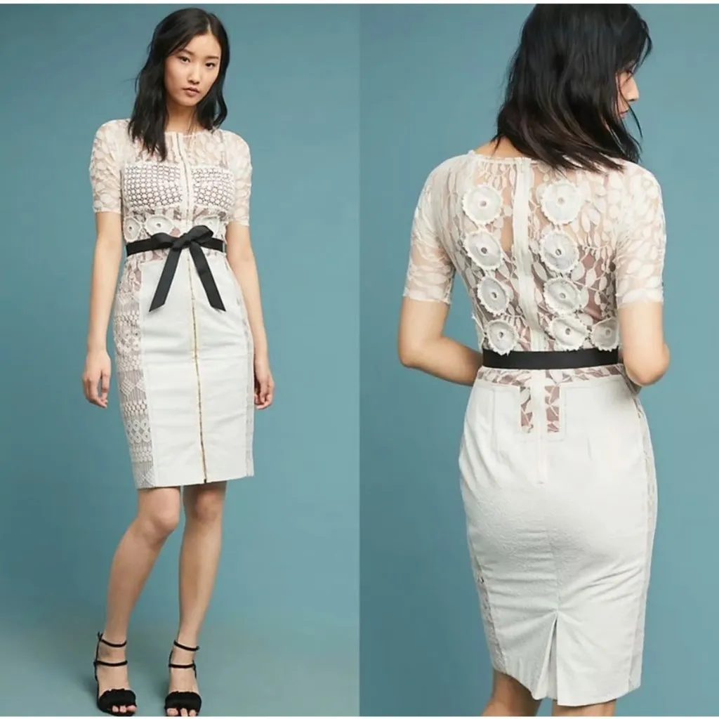 NWT Anthropologie Beguile by Byron Lars Carissima Sheath in Ivory Dress 20W $258 - Image 9
