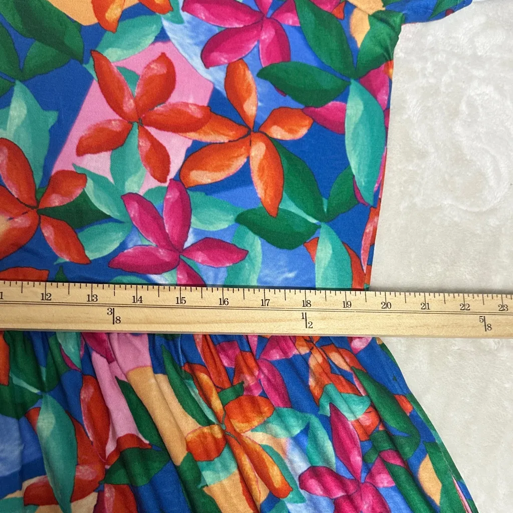 Vibrant Multicolor Floral Midi Dress Size XL - Image 9