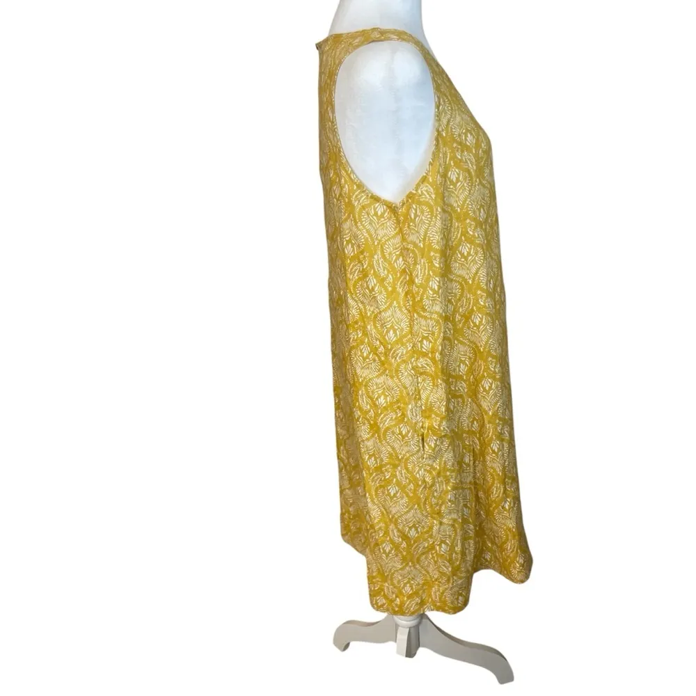Sigrid Olsen Mustard Yellow Linen Sleeveless Dress Medium Vacation Beach Summer - Image 4