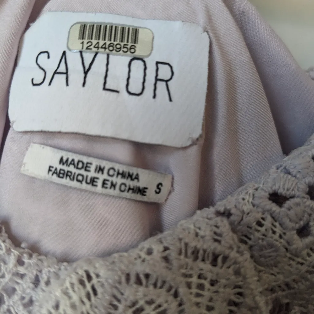 Saylor Adwoa Lilac Floral Lace Mini Dress Sz S - Image 10