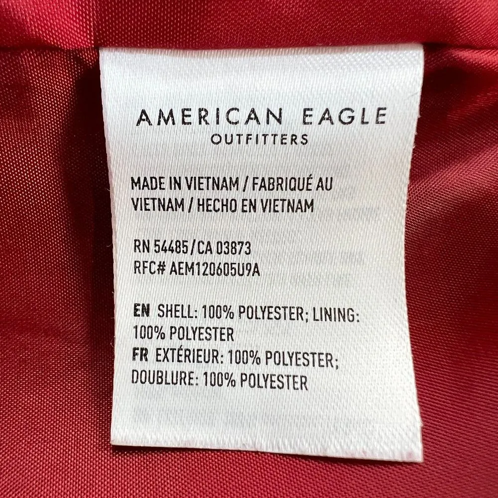 American Eagle Womens Large Fleece Teddy Jacket  Red Full-Zip Pouch Pockets Cozy - Image 4