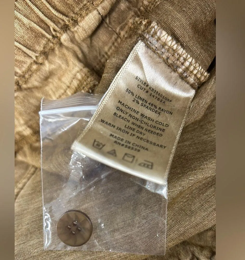 Kut from the Kloth Linen Blend Pants NEW 2X Smocked Drawstring Cord Pork Chop - Image 14