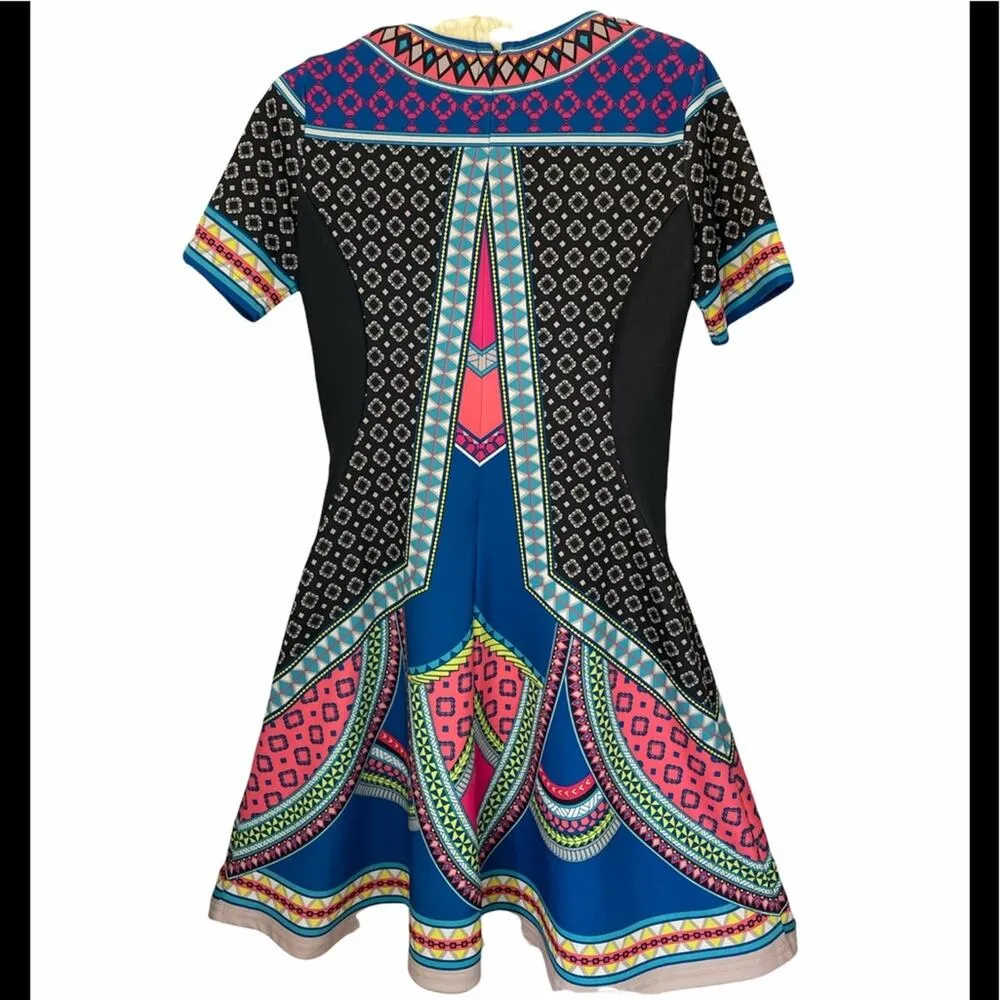 Flying Tomato Brilliant Color Geo Print Swing Dress size Small - Image 3