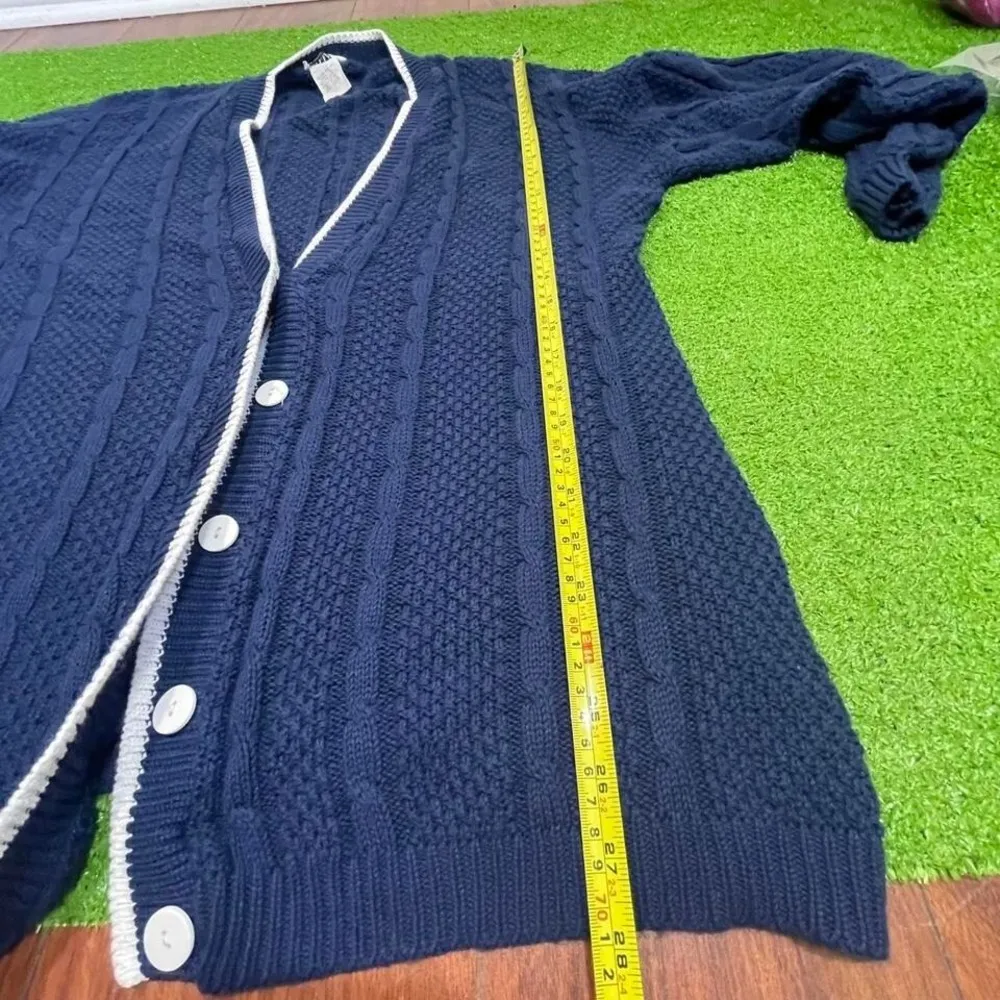 Vintage 90s Cricket Lane Women 20W Oversized Blue Open Front Cable Knit Cardigan Size undefined - Image 6
