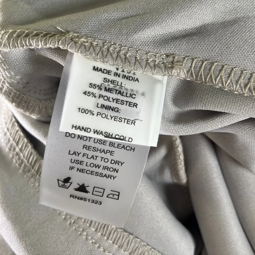 Vince Camuto Champagne Metallic Dress Tiered Maxi Smocked‎ Waist XS - Image 10