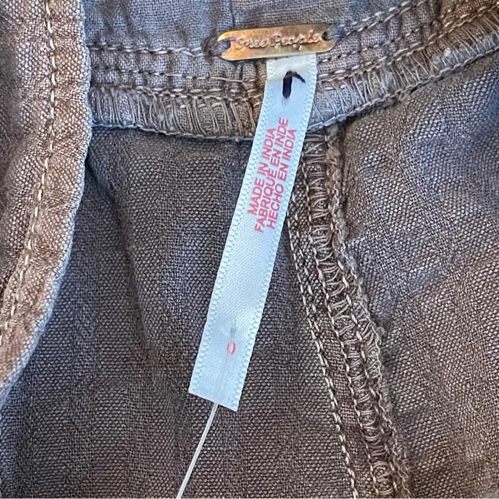 Free People cotton linen blend pants trousers high waisted pleated wide leg Sz 0 - Image 10