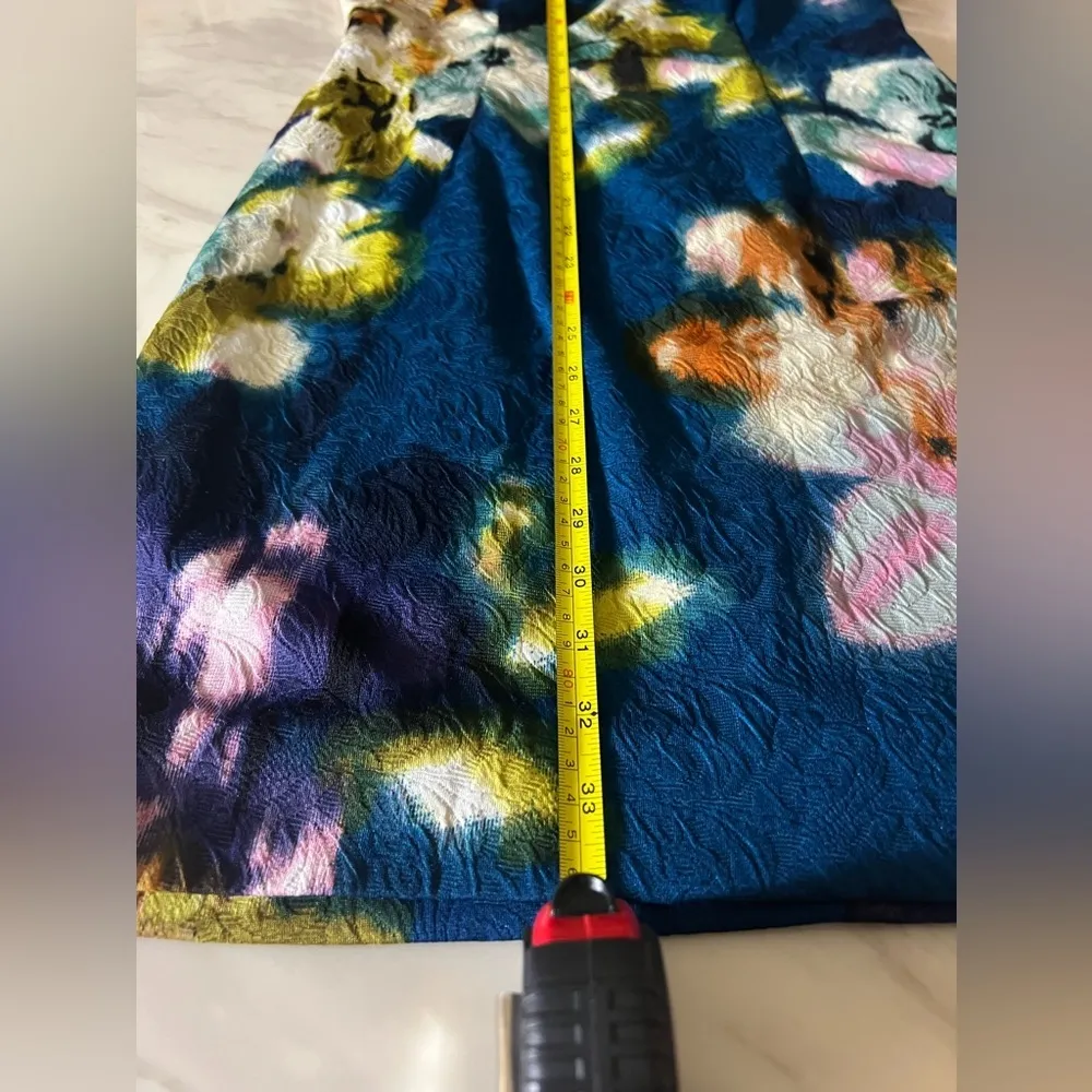 Maggy London Sleeveless Blue Floral Sheath Dress Size 12 EU 38 - Image 7