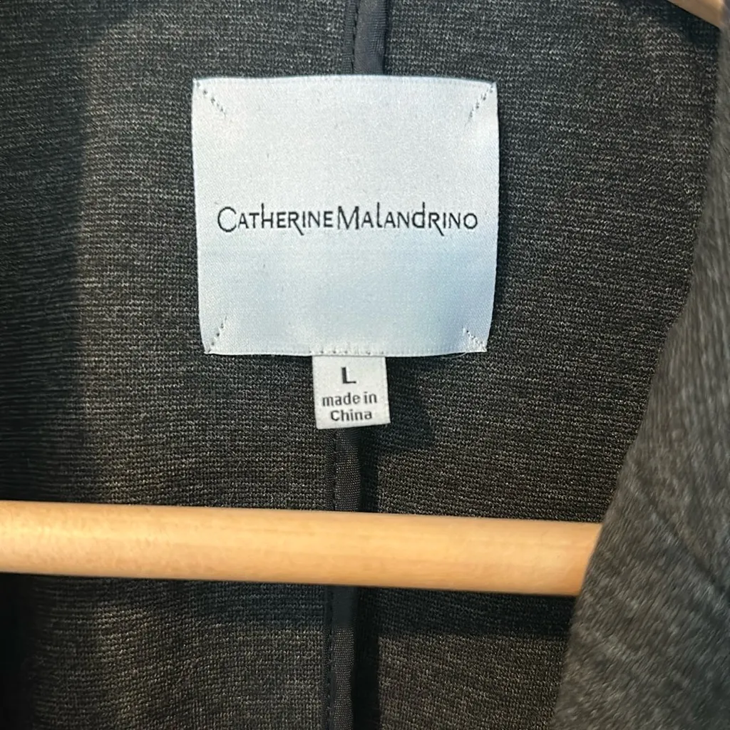 Catherine Malandrino Large Charcoal Gray 3/4 Length Sleeve Blazer Jacket - Image 2