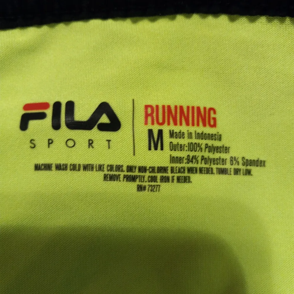 Fila Sport M Double Mesh Running Athletic Shorts in Highlighter Yellow Green - Image 2