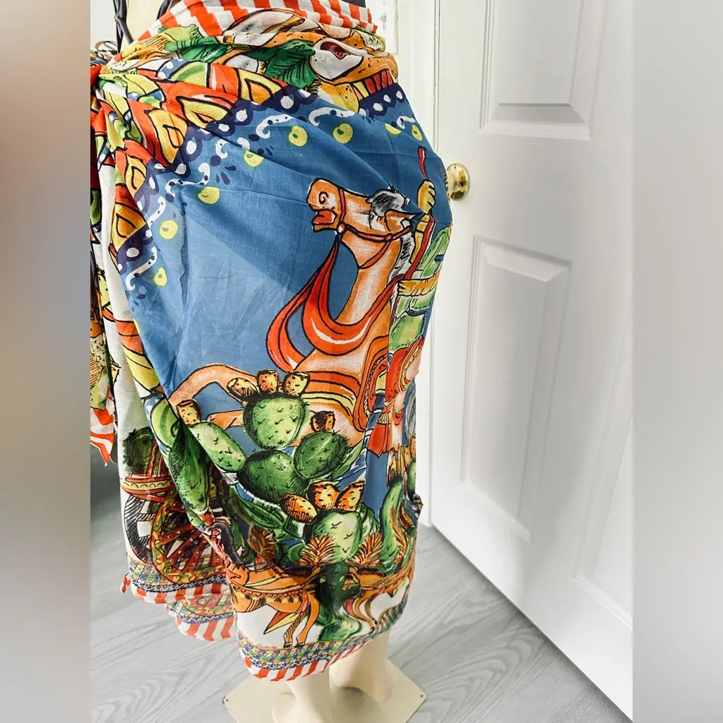 🇮🇹 Antica Sartoria by Giacomo
Cinque or Pareo Wrap Scarf From Positano Italy Blue - Image 5