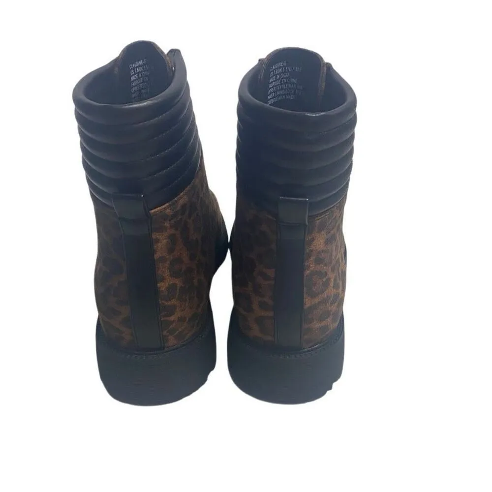 JUST FAB Women’s Claudine E Booties‎ Leopard Black Lace Up Boots Size 7.5 - Image 3