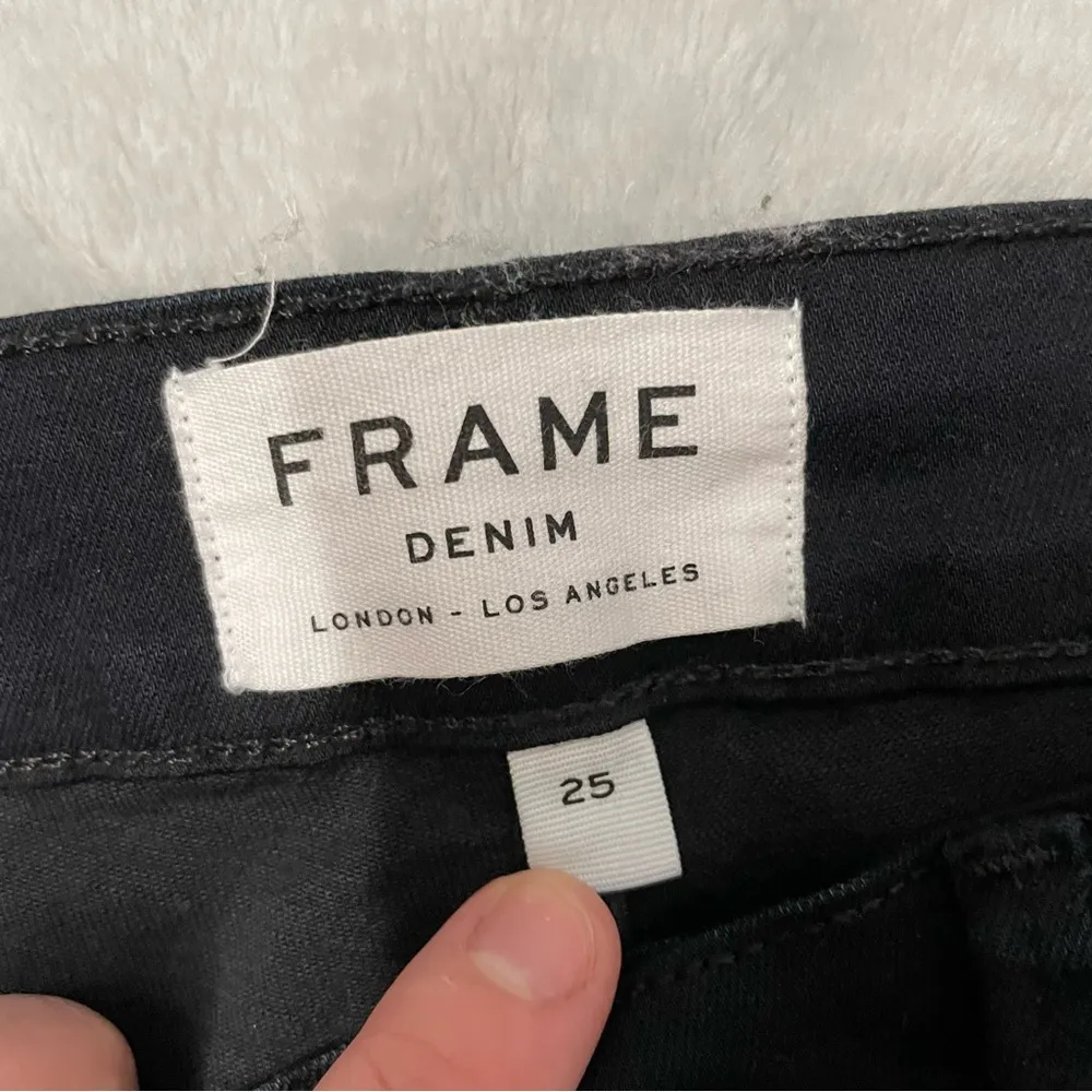 Frame Denim Le Skinny De Jeanne Flared Cropped Bell Bottom Black Jeans 25 - Image 3