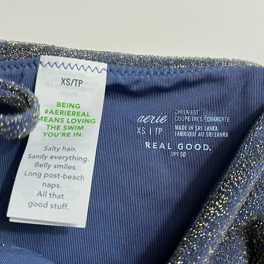 Aerie • NWT Navy Blue String Bikini Bottom with Glitter Shimmer Accent - Image 5