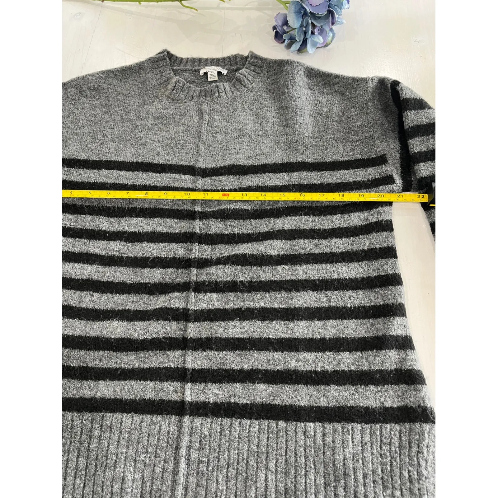 Current Air Striped Tunic Sweater Gray‎ Black Long Sleeve Pullover XS - Image 3