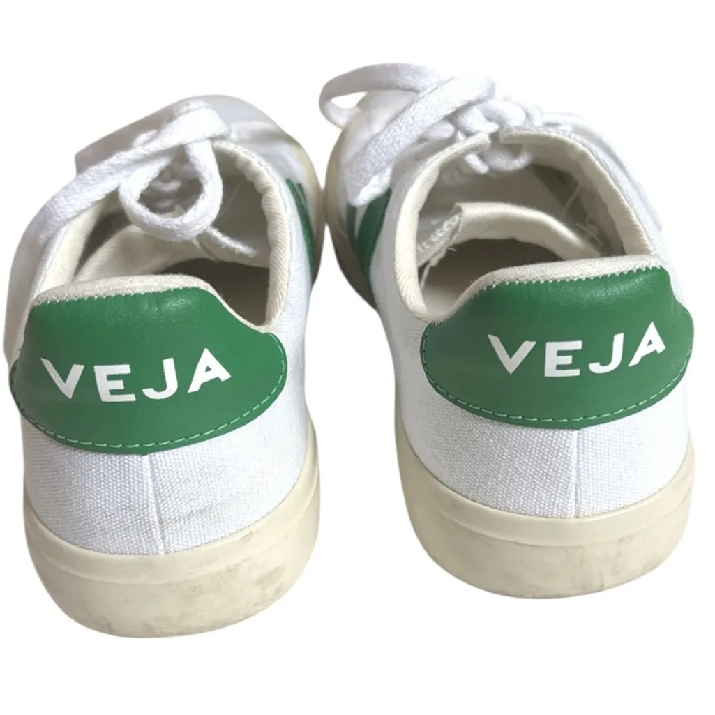 VEJA Canvas Sneakers White Green Size 6 - Image 6