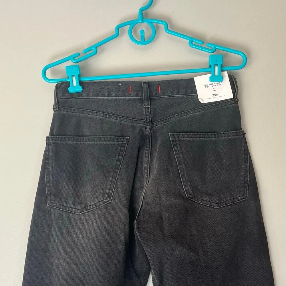 NWT! Zara Straight Leg Dark Gray High Rise Jean Size 4 - Image 7