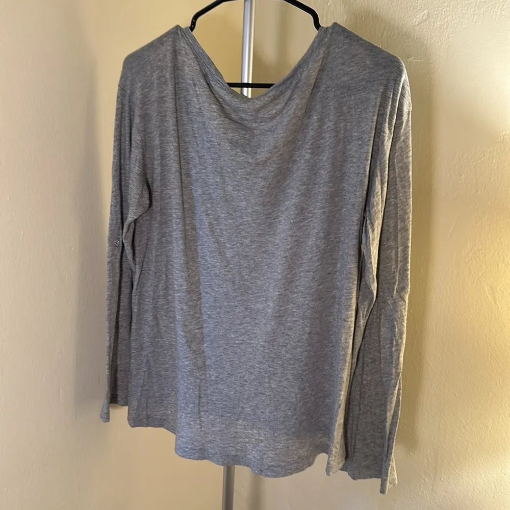 Vince Gray Long Sleeve Crew Neck Top Pima Cotton Size Medium - Image 5