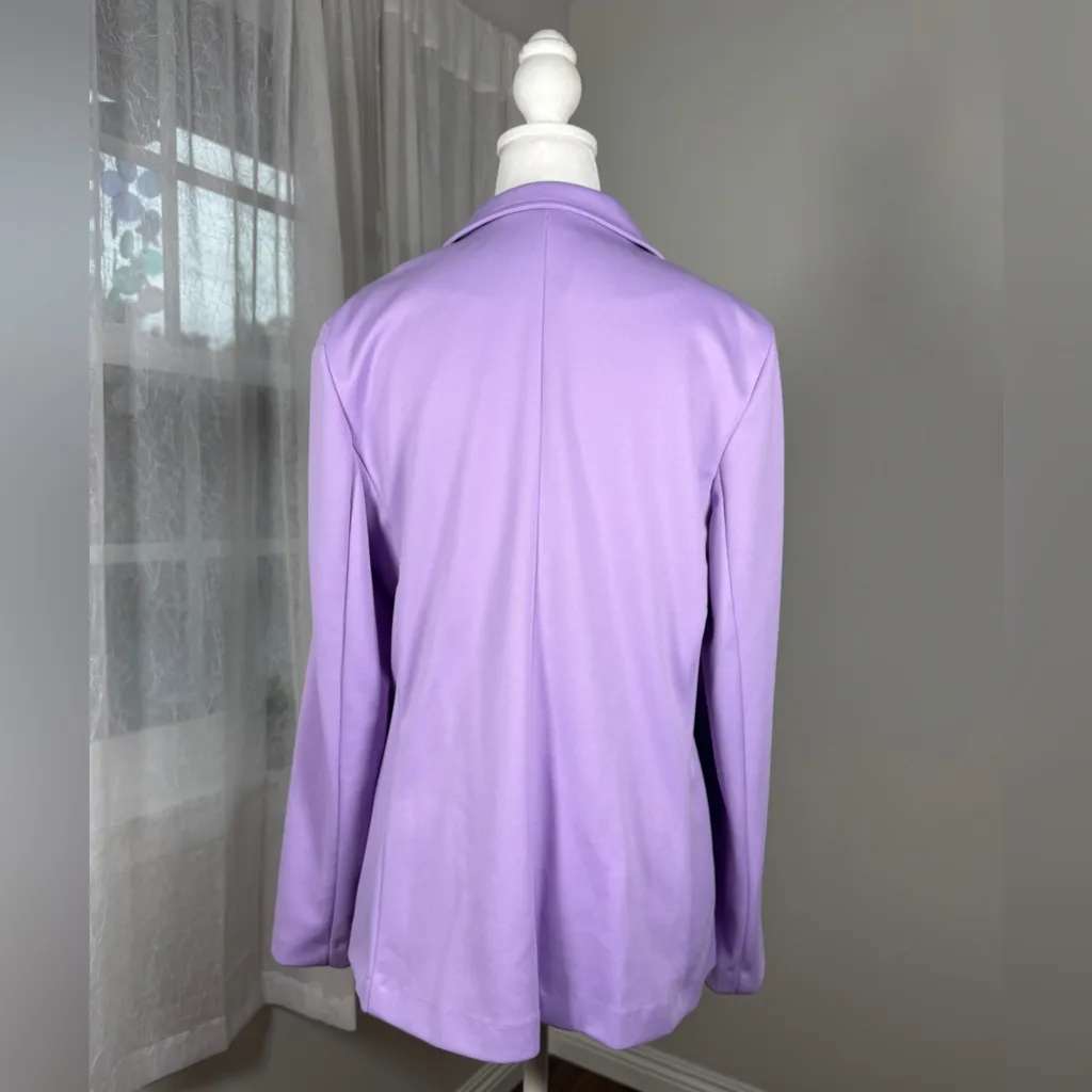Vintage ‘80s Cricket Lane Lilac Single Breasted Lightweight Blazer Purple Size L - Image 4