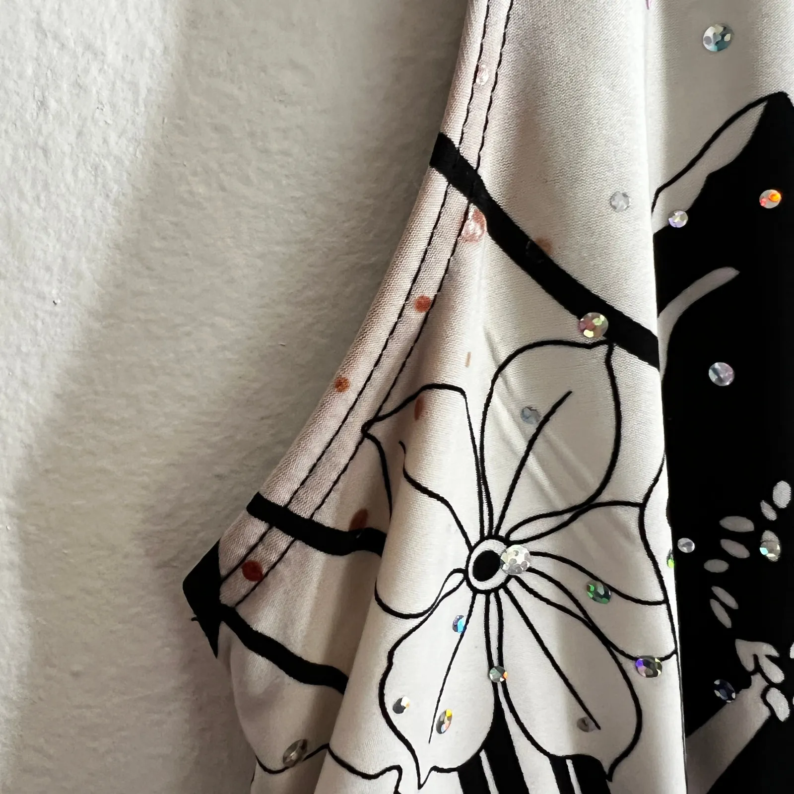 Vintage Floral Buckle Babydoll Top Sequin Y2K 2000s Coquette Festival Small White - Image 5