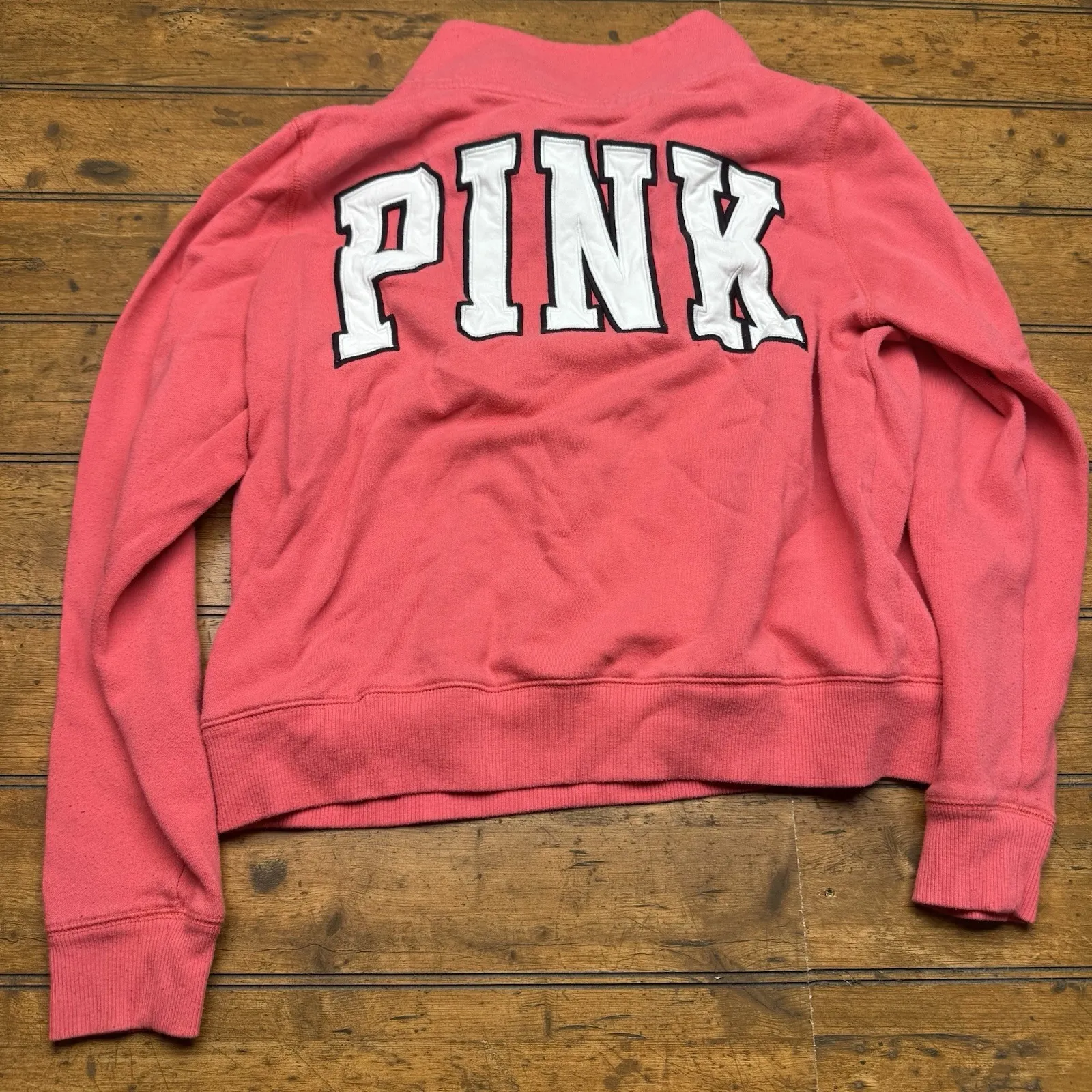 Victoria's Secret‎ PINK Hot Pink QUARTER ZIP Sweater Large - Image 2