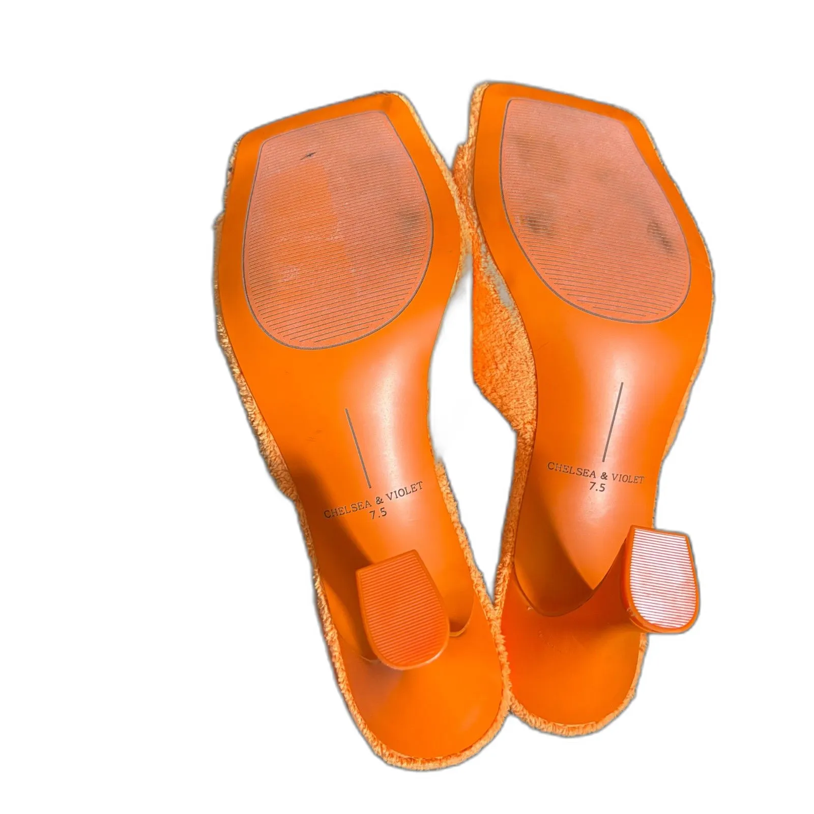Chelsea & Violet Paris Orange Terry Cloth‎ Bow Heel Sandals Square Toe Size 7.5 - Image 5