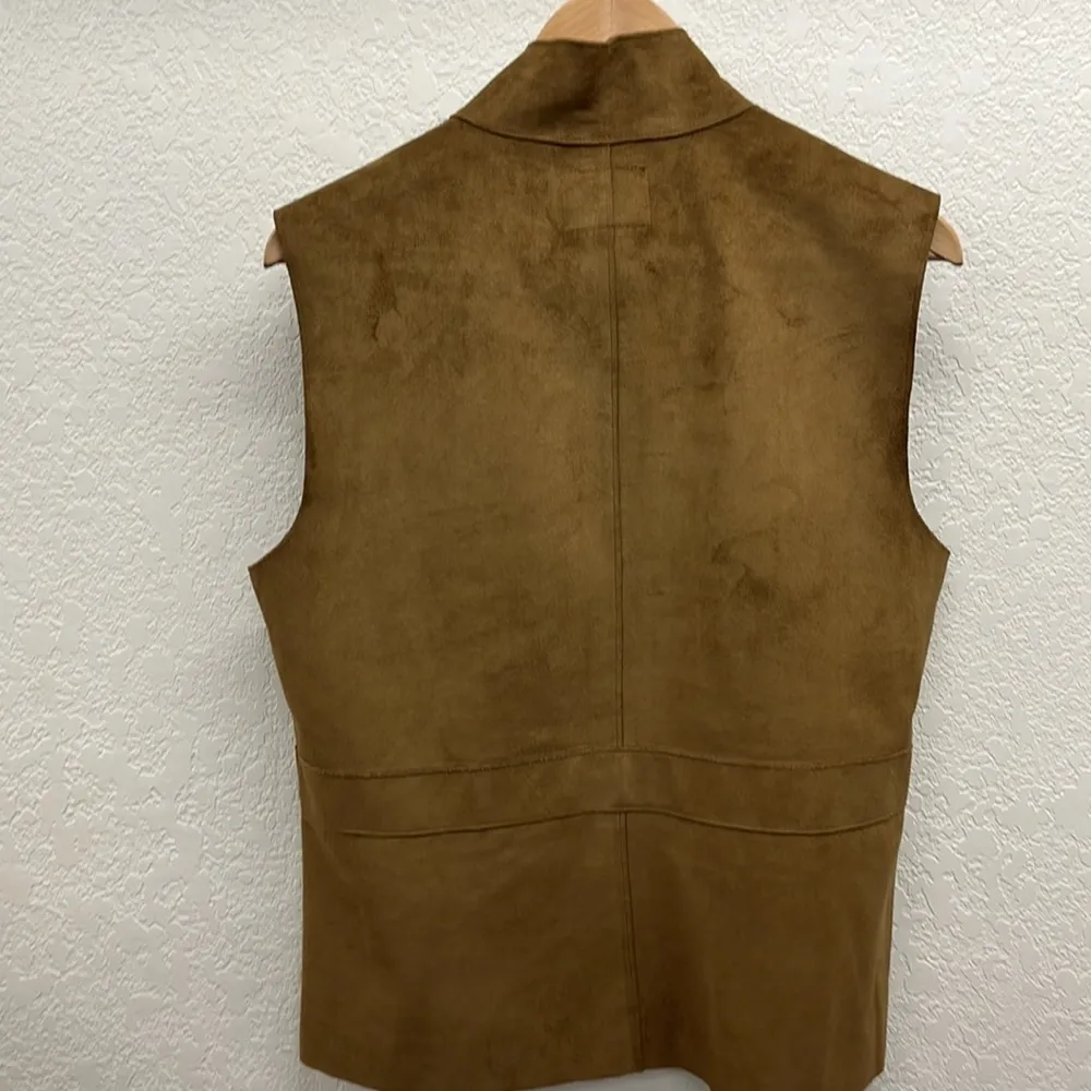 Ralph Lauren Dry Goods Supply Company Vegan Suede Zip Front Vest L Tan Size L - Image 4