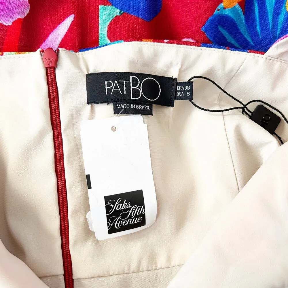 PatBO Aster Fringe Trim Floral Midi Sheath Dress Sz 6 - Image 2