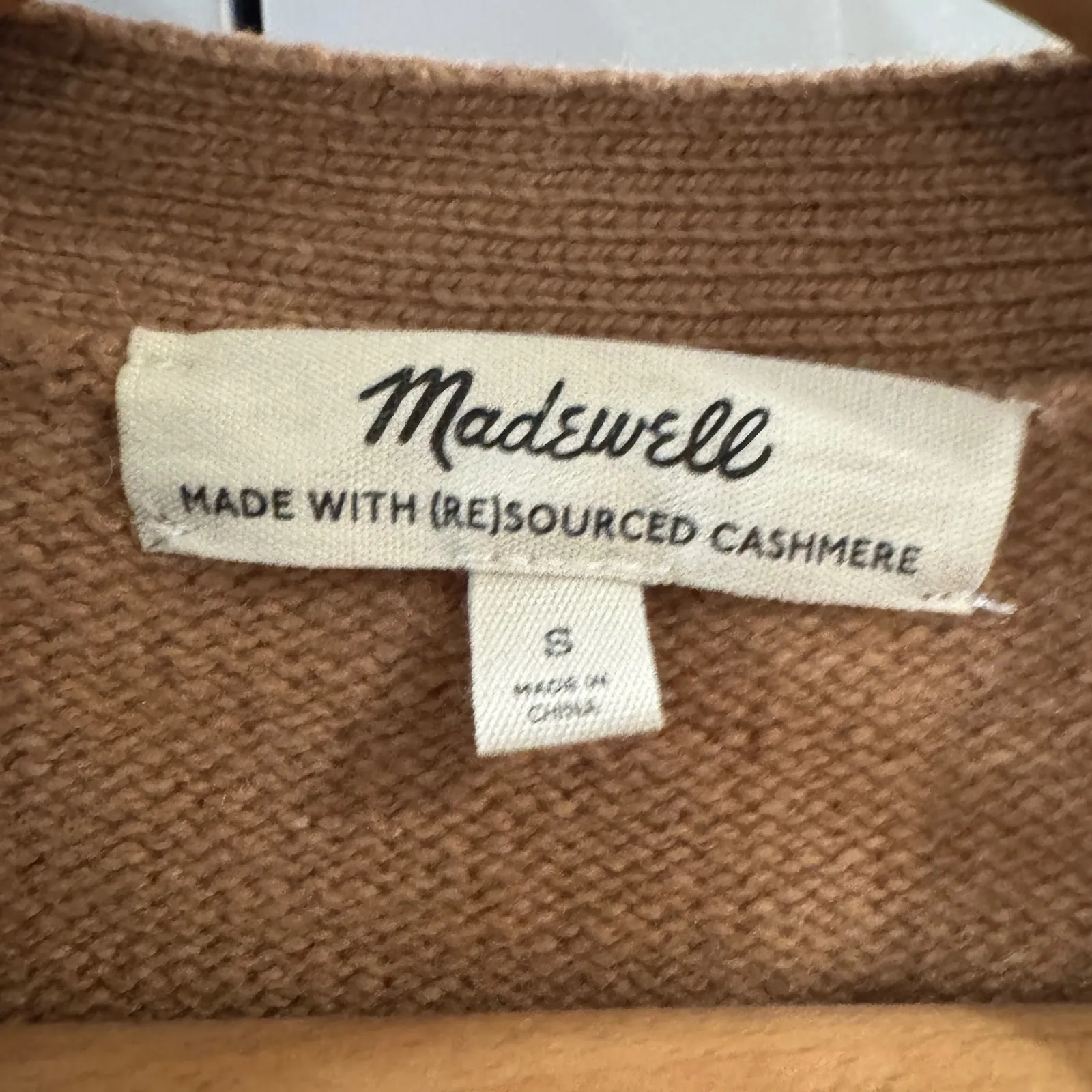 Madewell (Re)sourced Cashmere Ex-Boyfriend Cardigan Honey Chestnut Tan small - Image 4