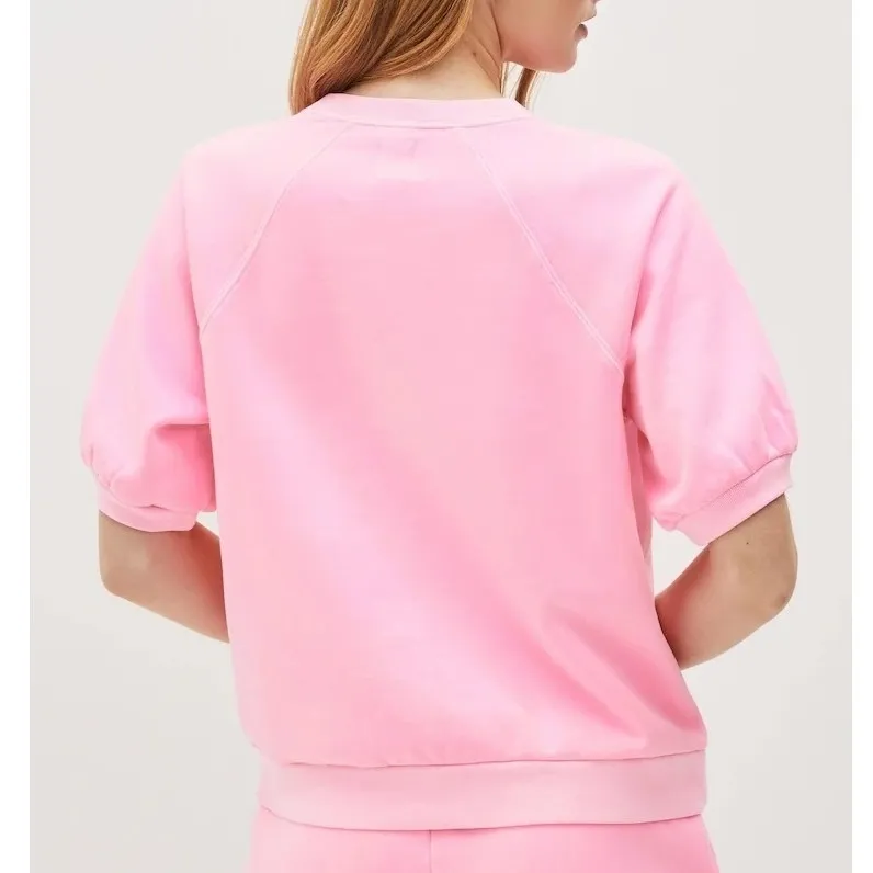 Gap‎ Short Sleeve Crew Neck Sweatshirt Women's Medium Neon Pink Athleisure Comfy - Image 3
