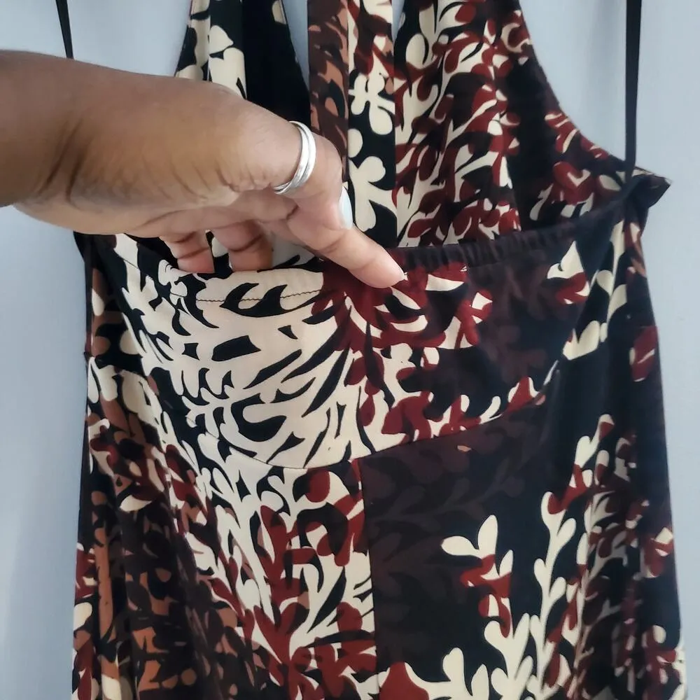 Scarlett Women's Earth Tone Halter Floral Wrap Dress 14 - Image 5