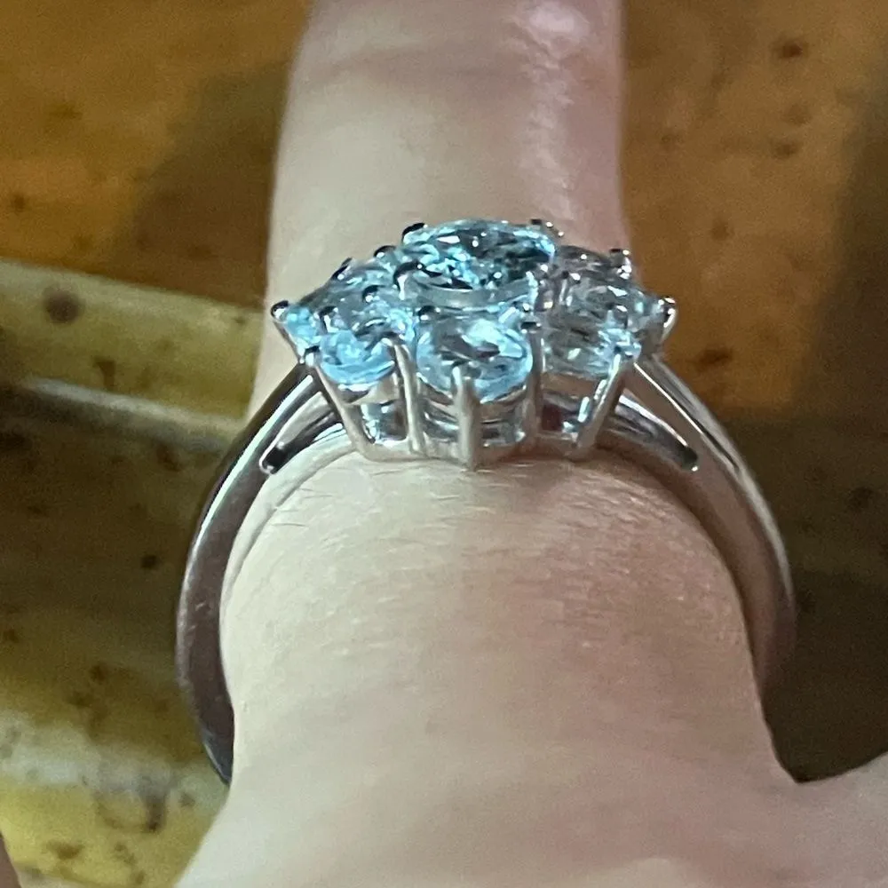 Natural Aquamarine Sterling Silver Ring Size 8 - Image 2