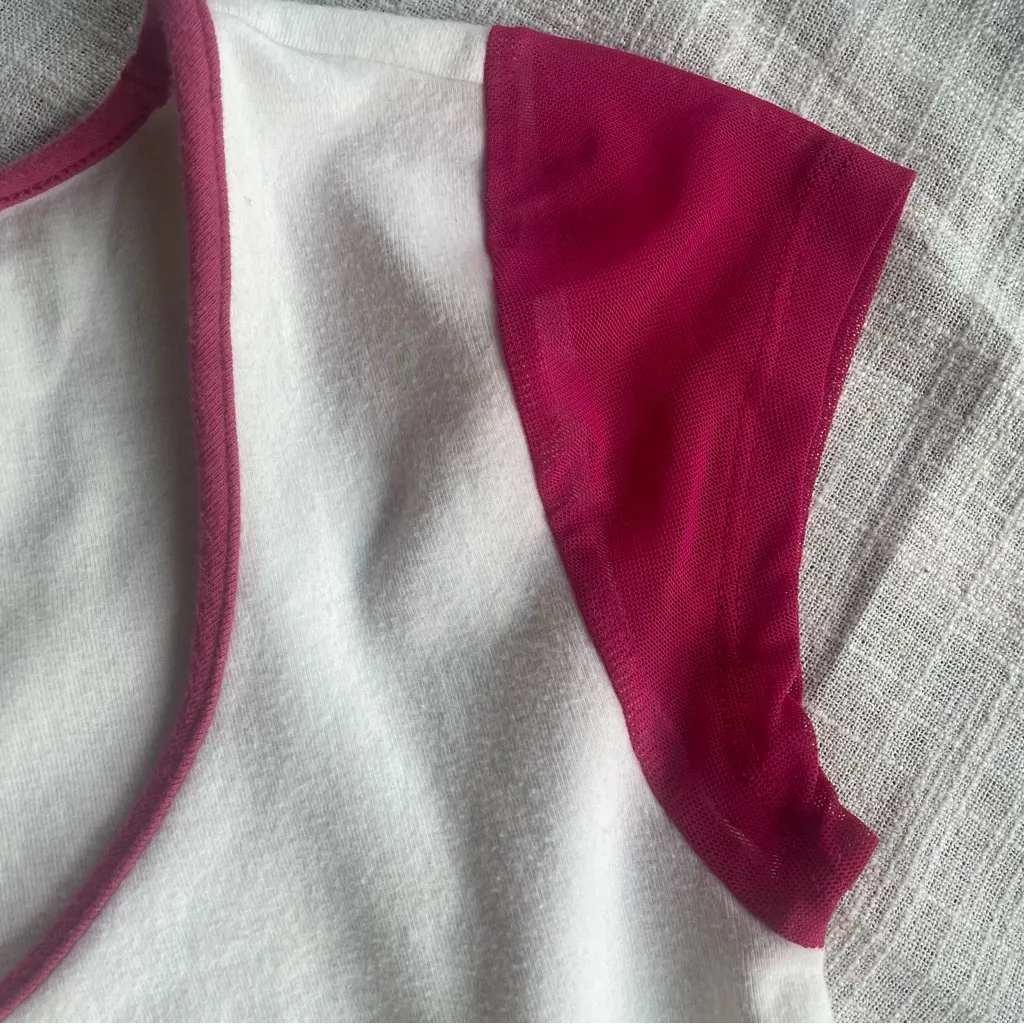 Y2K Pink‎ Mesh Star Baby Tee Coquette Punk Style White Size undefined - Image 7