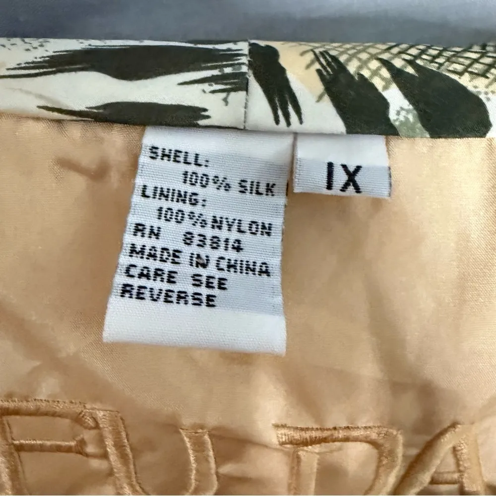 Fuda Intarnational 100% Silk Short Sleeve Jacket Vtg African Safari 1X Plus Size Green - Image 7