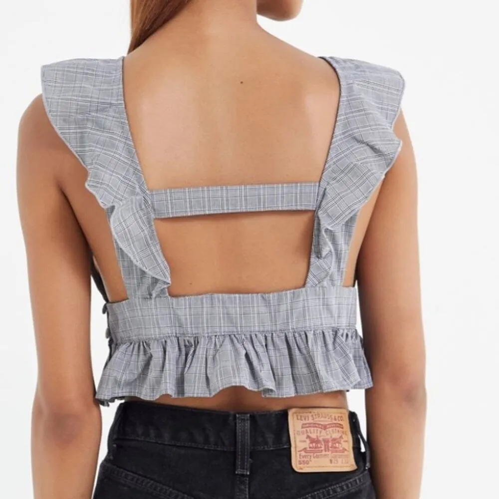Lioness - Plaid Sleeveless Crop Top Ruffle Top S - Image 6