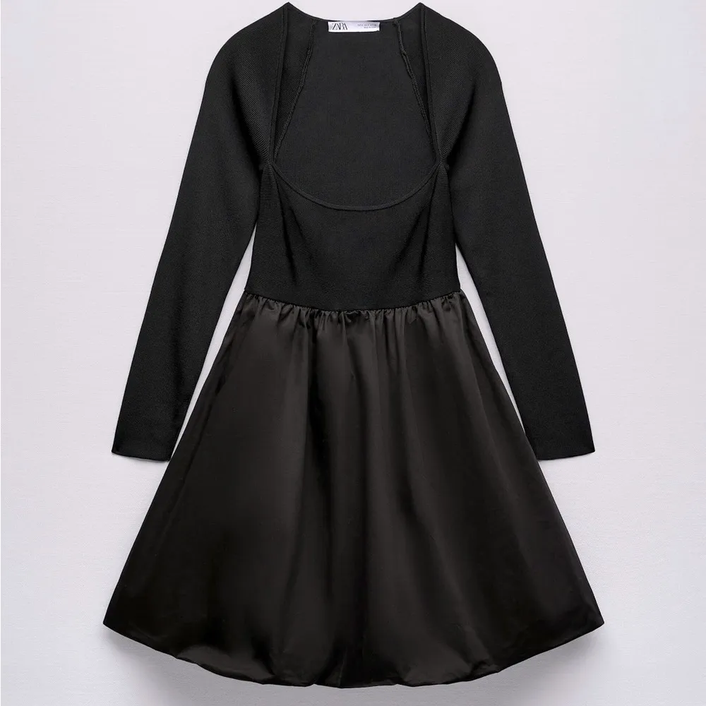 Zara COMBINATION KNIT MINI DRESS BLACK SIZE M NEW - Image 11