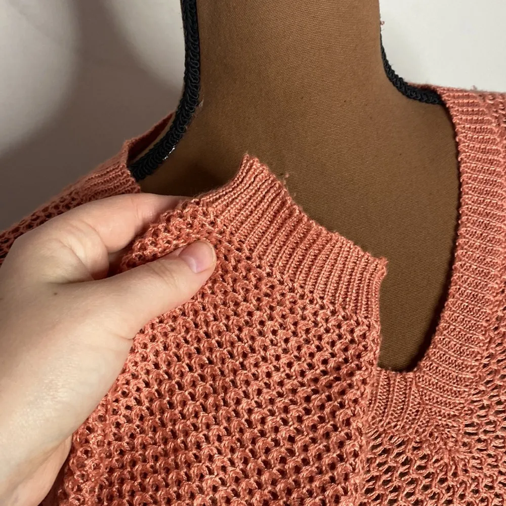 Northern Isles vintage linen ramie open knit chunky sweater in terracotta size M Size M - Image 7