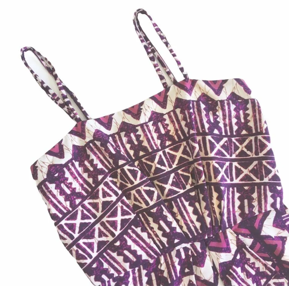 Yoana Baraschi Tribal Print Spaghetti Strap Faux Wrap Mini Dress Pink Red 8 - Image 7