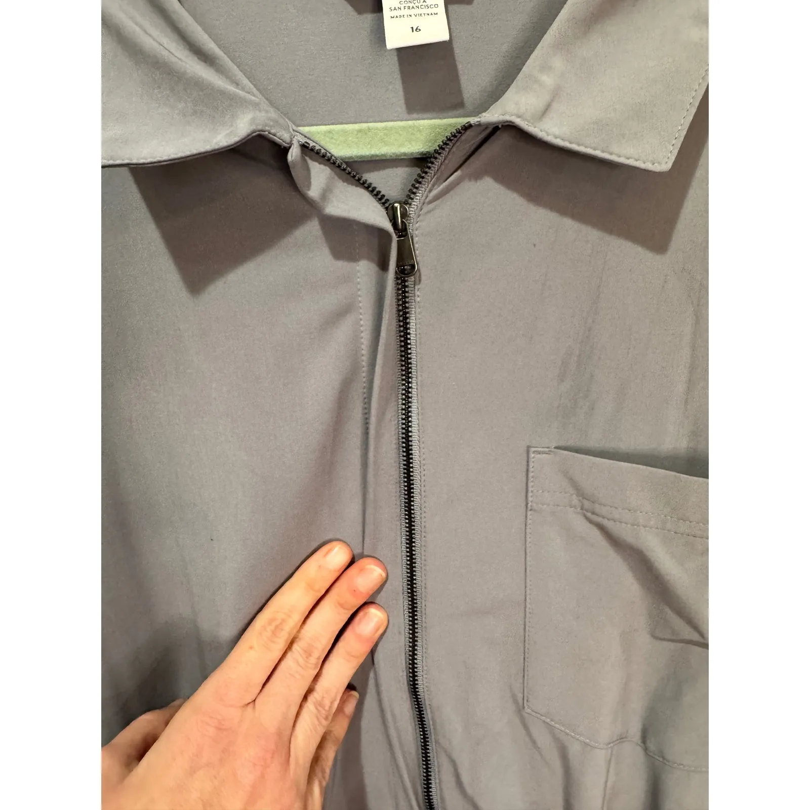 Athleta Brooklyn Heights Wide Leg Jumpsuit‎ Sz 16 Gray - Image 5