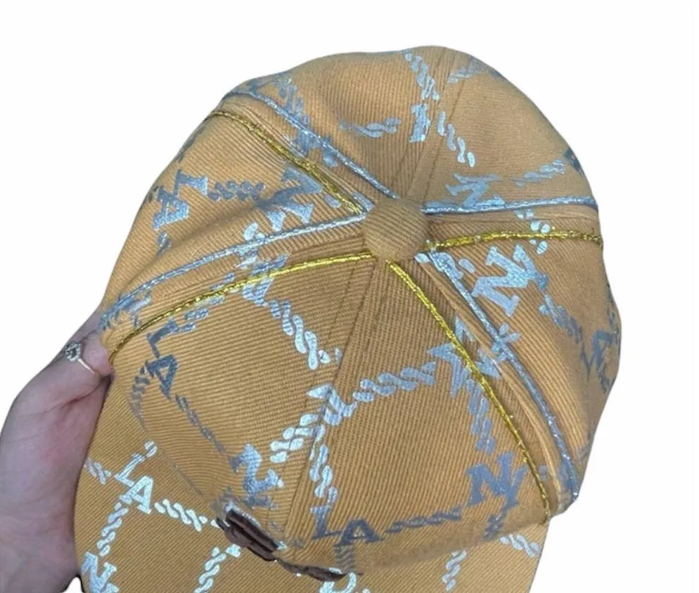 Los Angeles Dodgers Brown Gold Silver LA Fitted Hat - Image 4