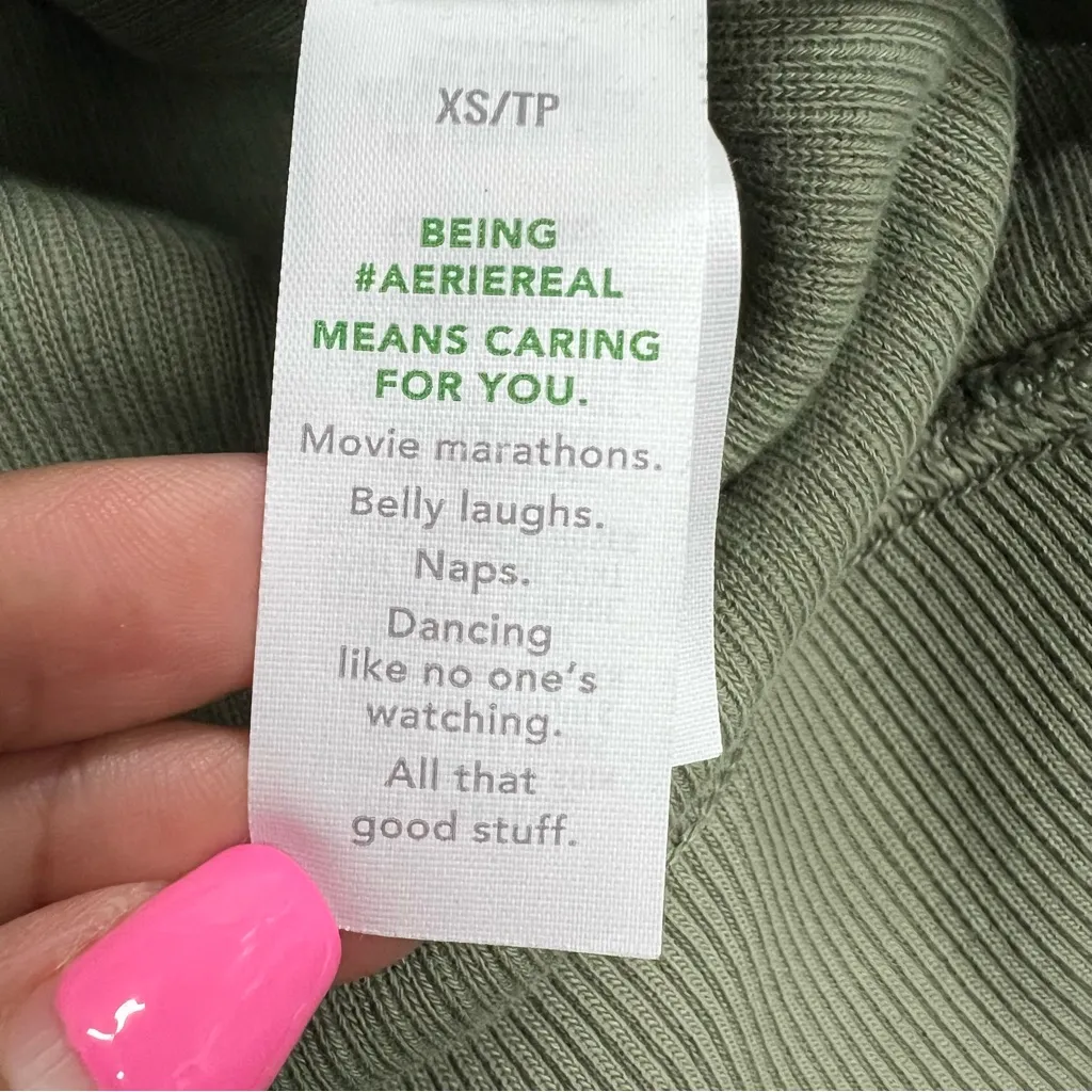 Aerie xs textured big chill oversized ribbed crewneck sweater distressed - Image 10