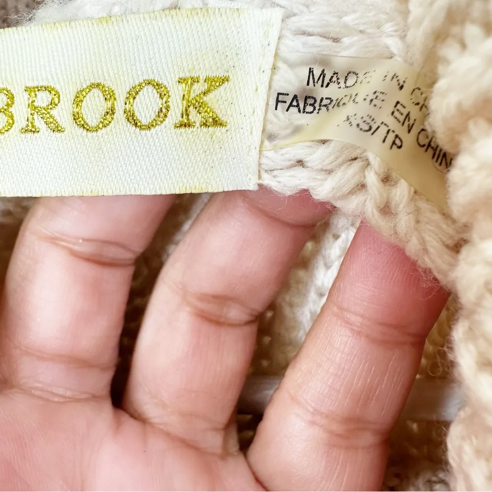 Ramy Brook Sweater Womens XS Cream Merino Wool Mock Neck Chunky Cable Knit - Image 6