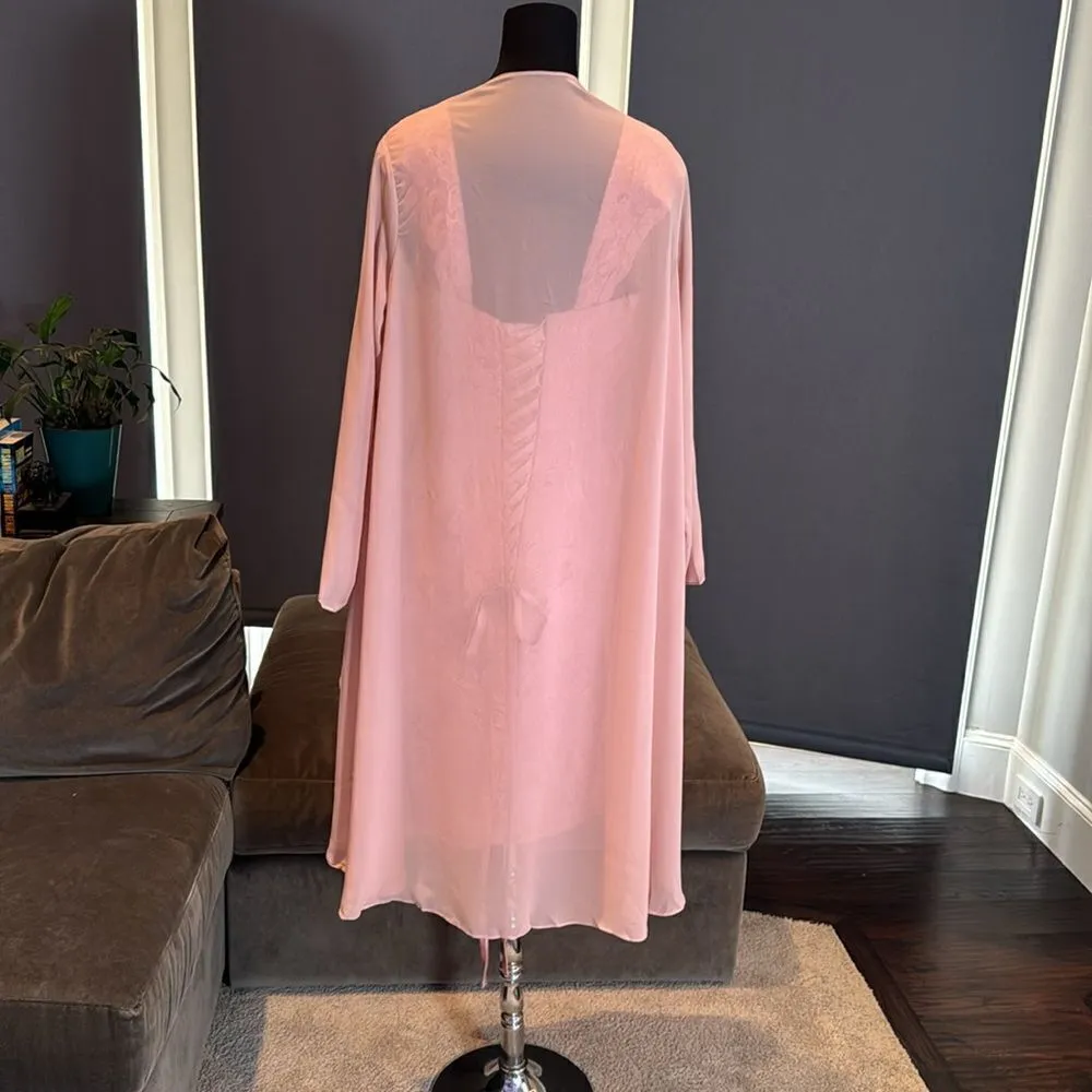 Women’s Tea Length Pink Formal Dress Corset Matching Chiffon Jacket Size 12 NWT - Image 3