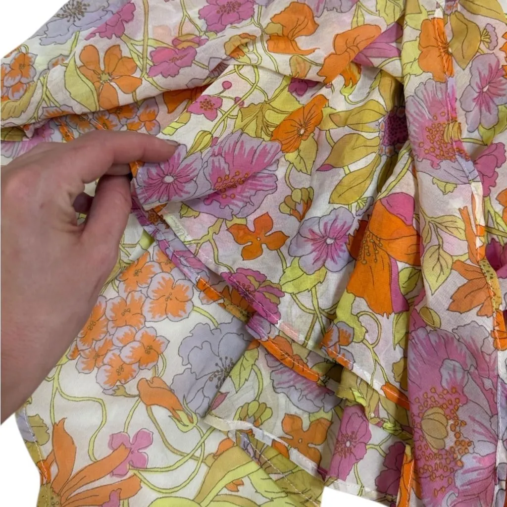 Asymmetrical Hem Retro Floral Fairycore Tie Skirt - Image 6