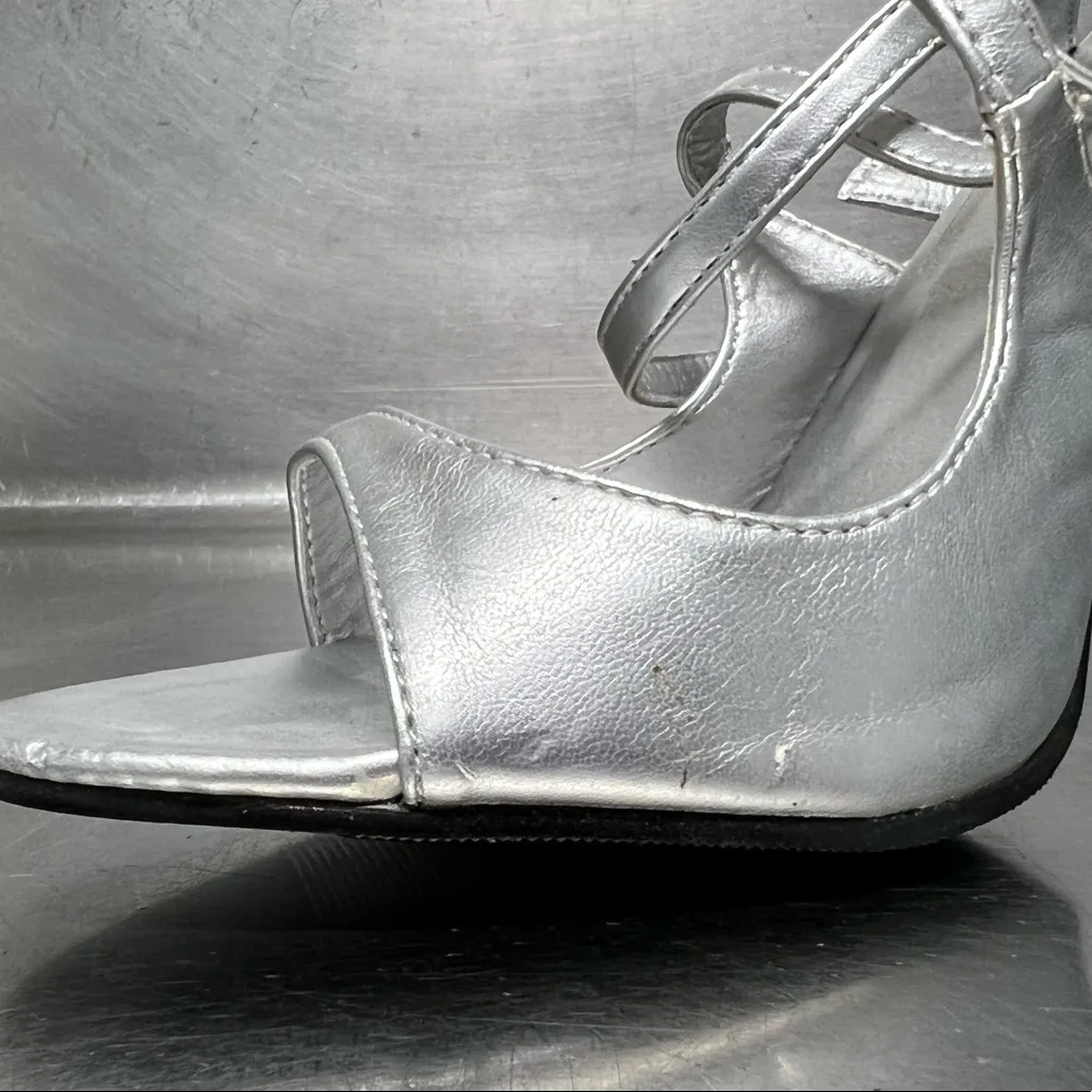 Venus Silver High Heel Sandals - NWOT.  Scuff and Scratch Mark. Refer to Photos. - Image 12