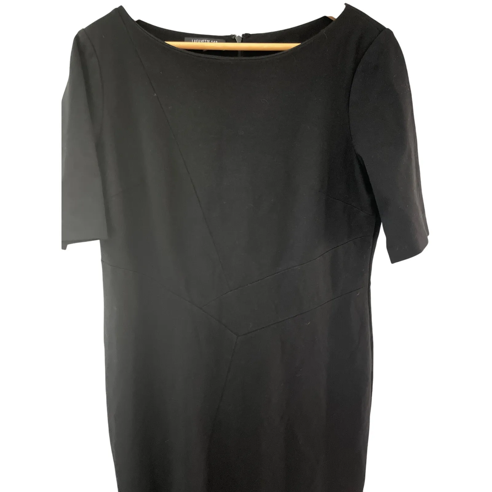 Lafayette 148 New York Luxury Career Ponte Stretch Black Sheath Dress Size 12 - Image 10